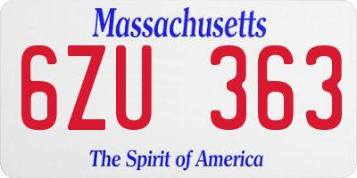MA license plate 6ZU363