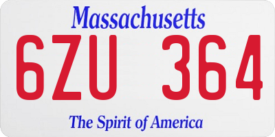 MA license plate 6ZU364