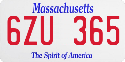 MA license plate 6ZU365
