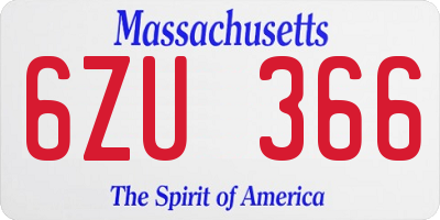 MA license plate 6ZU366