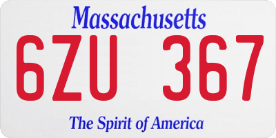 MA license plate 6ZU367