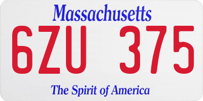 MA license plate 6ZU375