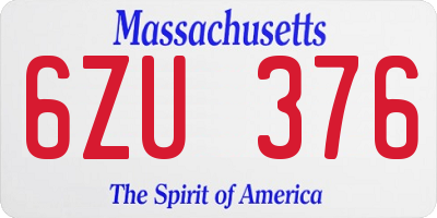 MA license plate 6ZU376