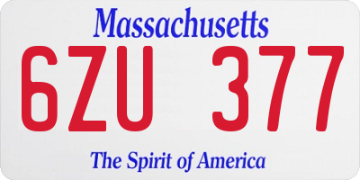 MA license plate 6ZU377