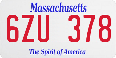 MA license plate 6ZU378