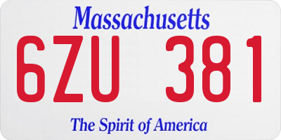 MA license plate 6ZU381