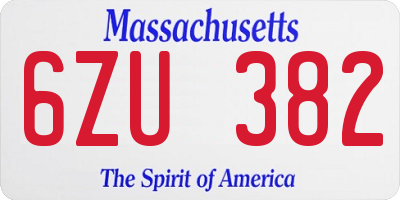 MA license plate 6ZU382