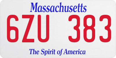 MA license plate 6ZU383
