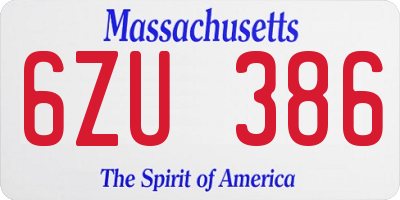 MA license plate 6ZU386