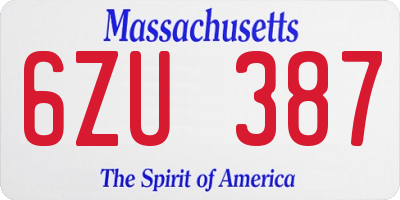 MA license plate 6ZU387
