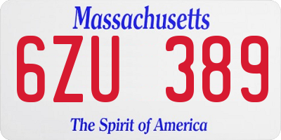 MA license plate 6ZU389