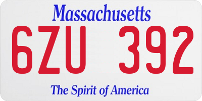 MA license plate 6ZU392