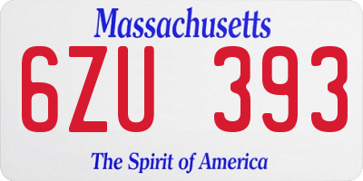 MA license plate 6ZU393