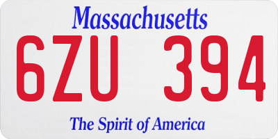 MA license plate 6ZU394