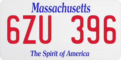 MA license plate 6ZU396