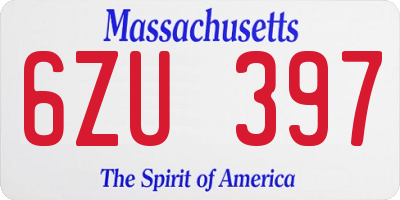 MA license plate 6ZU397