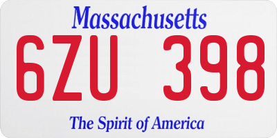 MA license plate 6ZU398