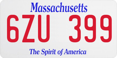 MA license plate 6ZU399