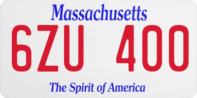 MA license plate 6ZU400
