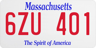 MA license plate 6ZU401