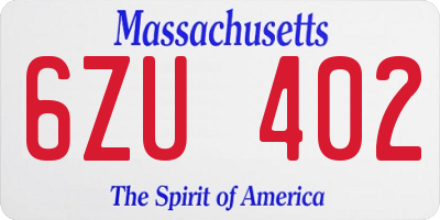 MA license plate 6ZU402