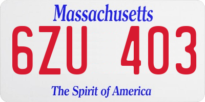 MA license plate 6ZU403