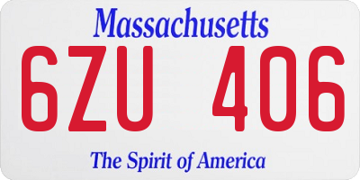 MA license plate 6ZU406