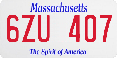 MA license plate 6ZU407