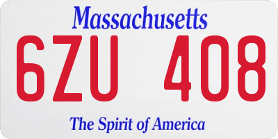 MA license plate 6ZU408