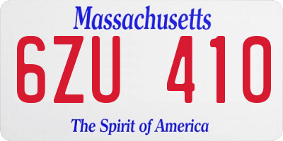 MA license plate 6ZU410