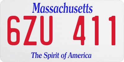 MA license plate 6ZU411