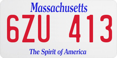 MA license plate 6ZU413