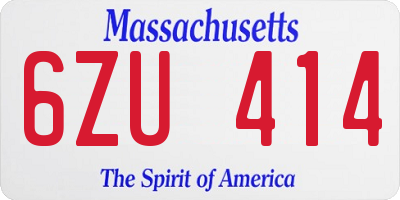 MA license plate 6ZU414