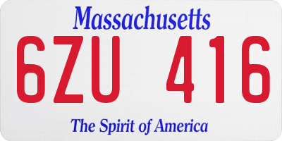 MA license plate 6ZU416