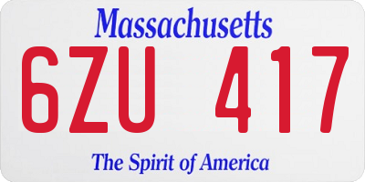 MA license plate 6ZU417