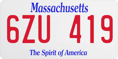 MA license plate 6ZU419