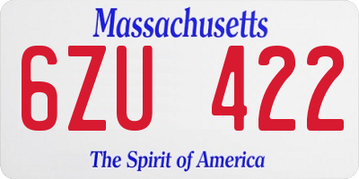 MA license plate 6ZU422