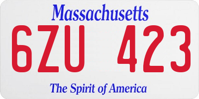 MA license plate 6ZU423