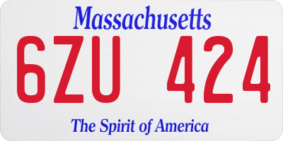 MA license plate 6ZU424