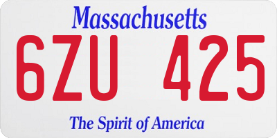 MA license plate 6ZU425