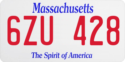 MA license plate 6ZU428