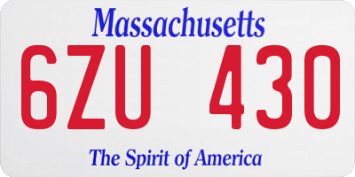MA license plate 6ZU430