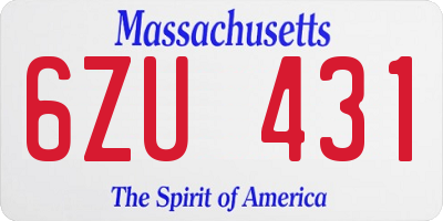 MA license plate 6ZU431