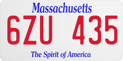 MA license plate 6ZU435