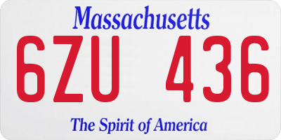 MA license plate 6ZU436