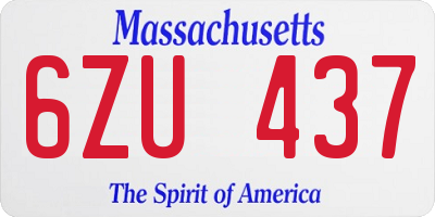 MA license plate 6ZU437