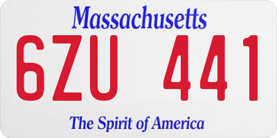 MA license plate 6ZU441