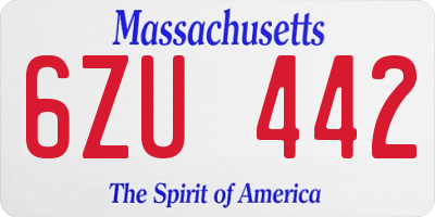 MA license plate 6ZU442