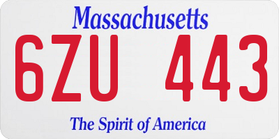 MA license plate 6ZU443
