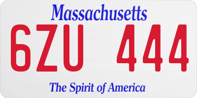 MA license plate 6ZU444